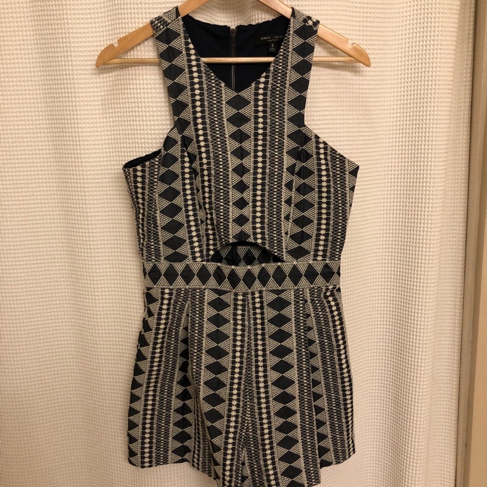 Embroidered Denim Romper
